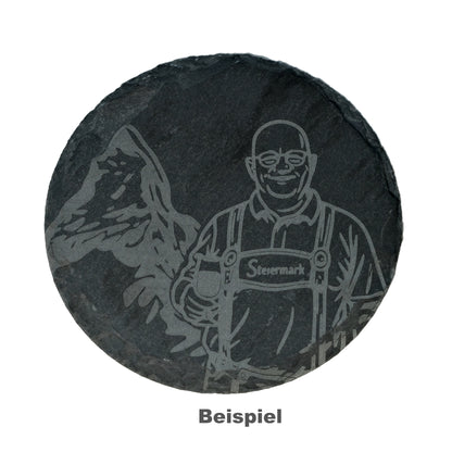 Untersetzer aus Schiefer mit eingravierter Konturengrafik, individuell hergestellt nach Deiner Vorlage