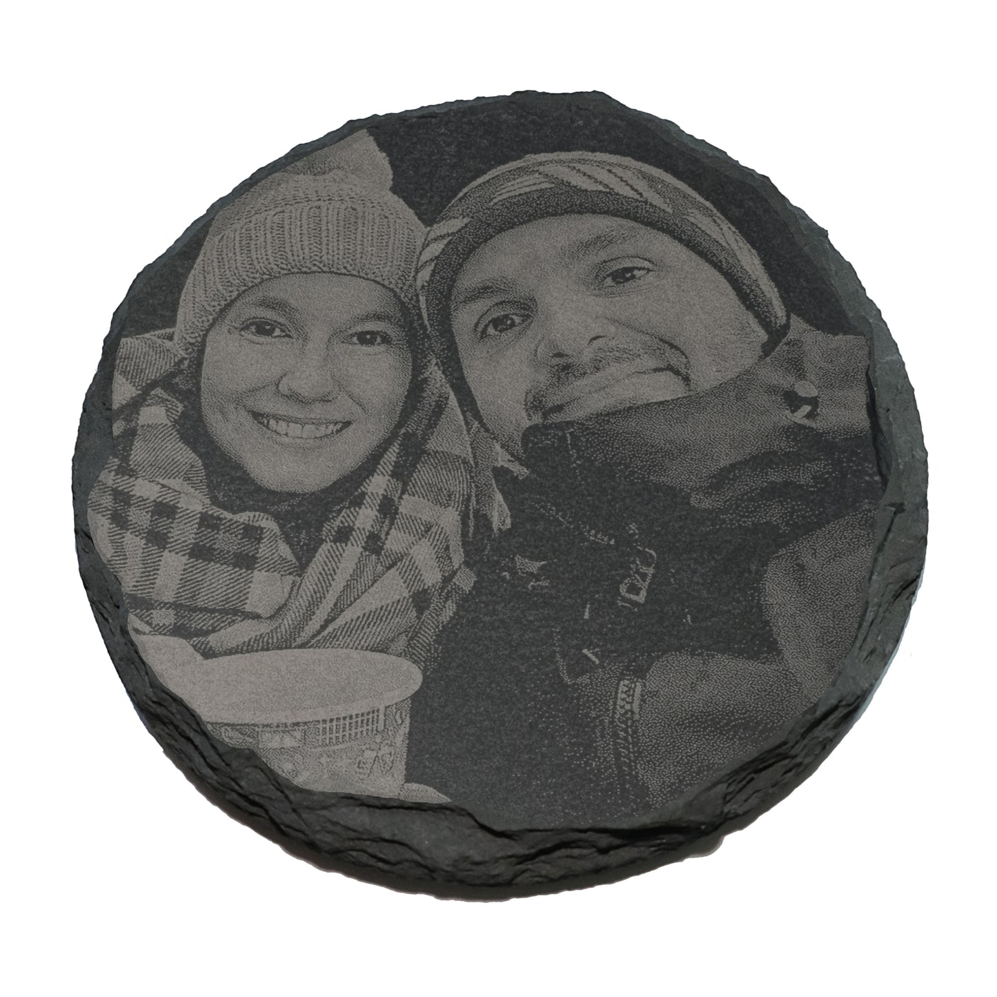 Dessous de verre en ardoise avec photo gravée, fabriqués individuellement selon votre modèle