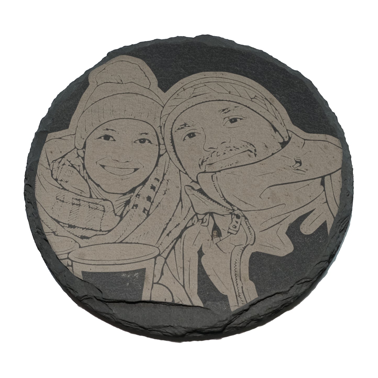 Dessous de verre en ardoise avec photo gravée, fabriqués individuellement selon votre modèle