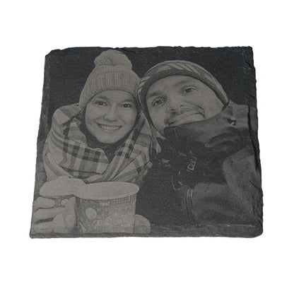 Dessous de verre en ardoise avec photo gravée, fabriqués individuellement selon votre modèle