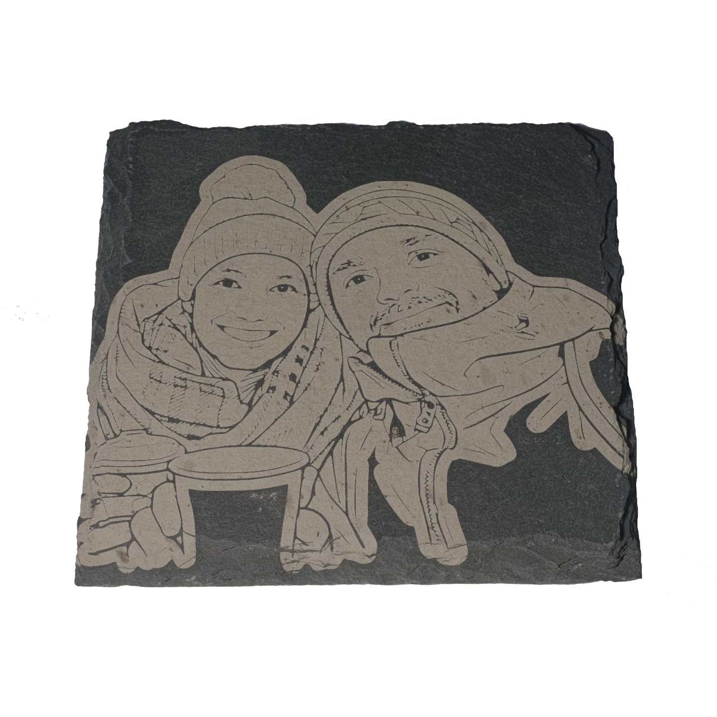 Dessous de verre en ardoise avec photo gravée, fabriqués individuellement selon votre modèle