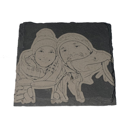 Dessous de verre en ardoise avec photo gravée, fabriqués individuellement selon votre modèle